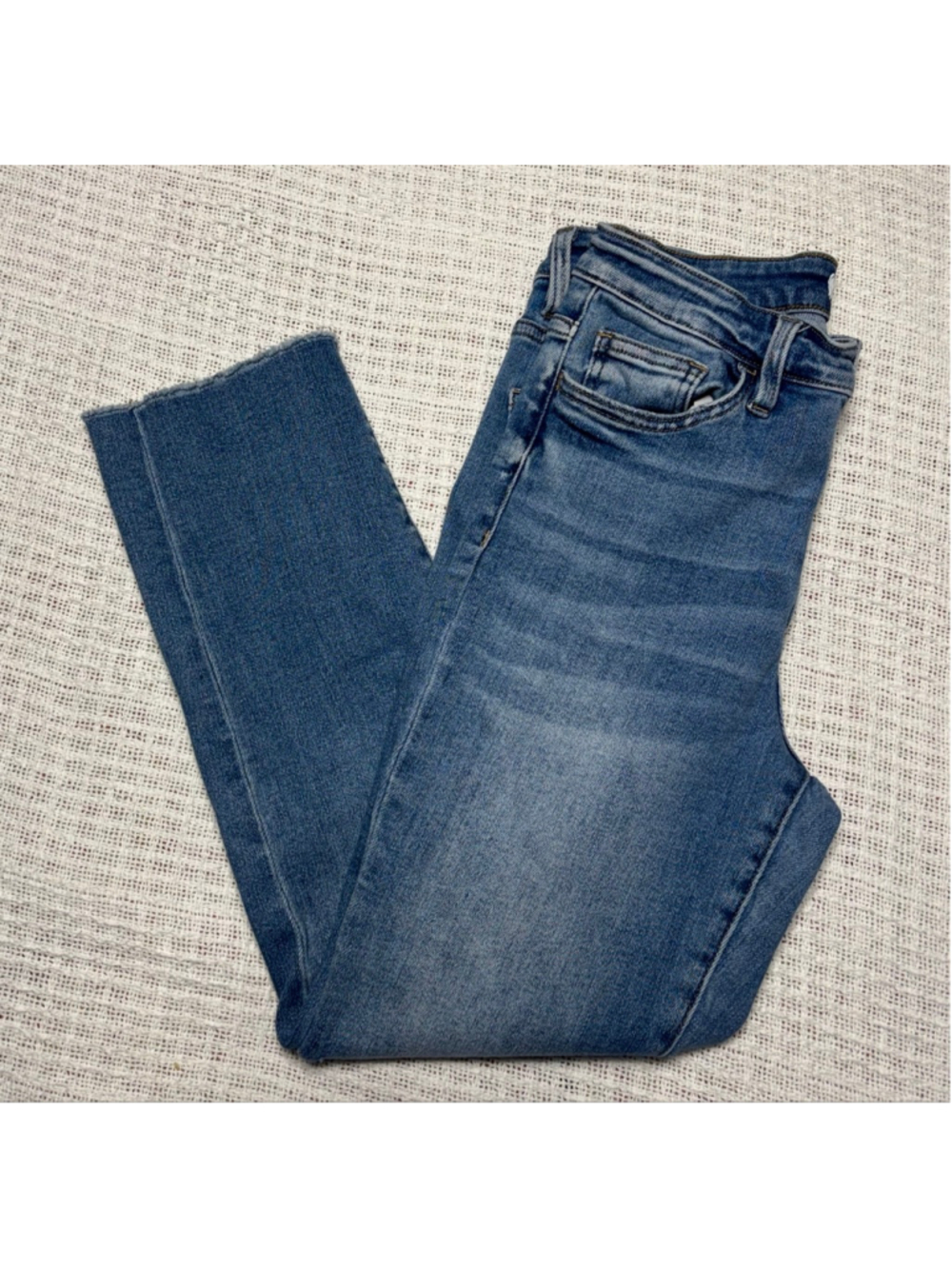 Flying Monkey VTG Retro Inspire High Rise Raw Hem Crop Slim Straight Jeans Sz 29 - Picture 2 of 9